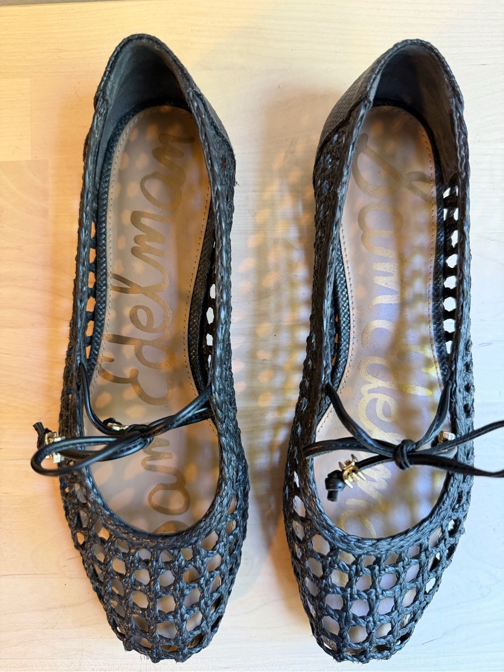 Sam Edelman Black Woven Ballet Flats with Bow - Picture 2 of 6